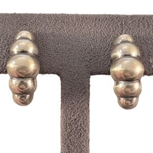 Ciani Sterling Signed Unique Modernist Metamorph Clip On Earrings